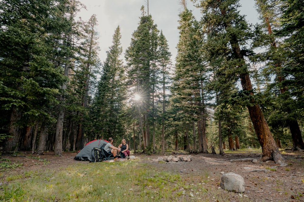 Couple camping on their elopement day