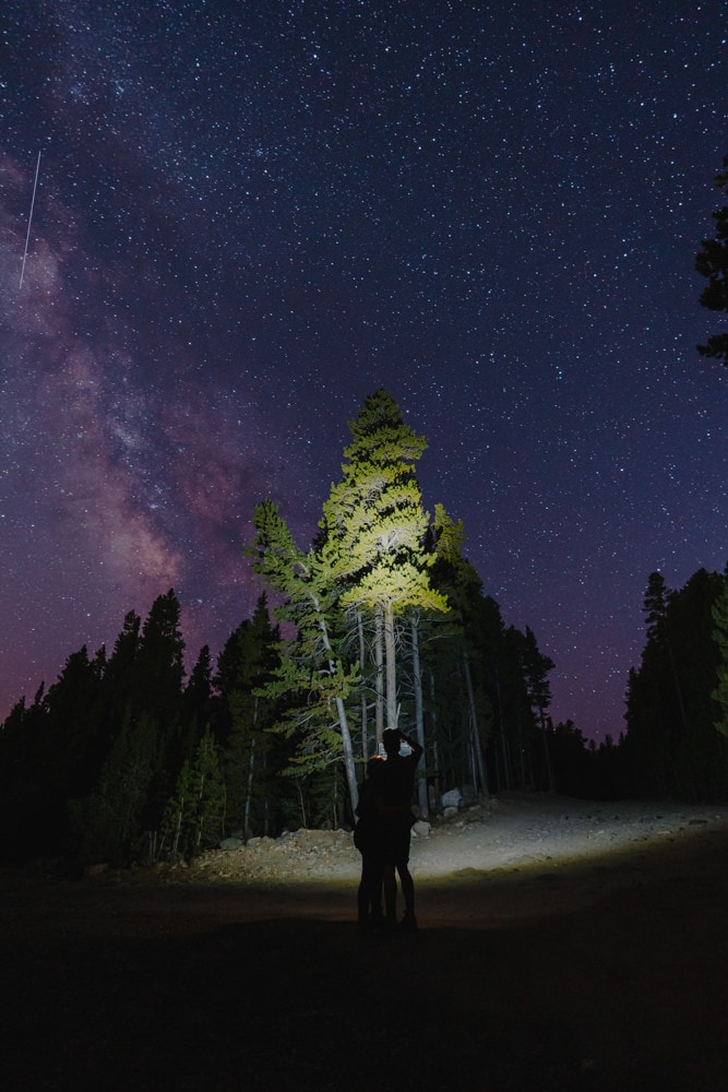Couple Stargazing During Their Elopement In Colorado